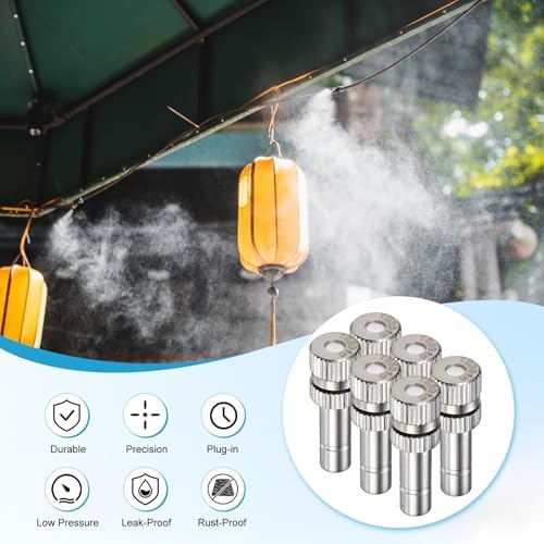 M METERXITY 20-Pack Brass Misting Nozzles, 0.012"/0.3mm Orifice Mister Replacement Heads for Outdoor Cooling System/Landscaping/Humidification/Greenhouse, 6mm Low-Pressure Fog Sprayer Nozzle - Image 4
