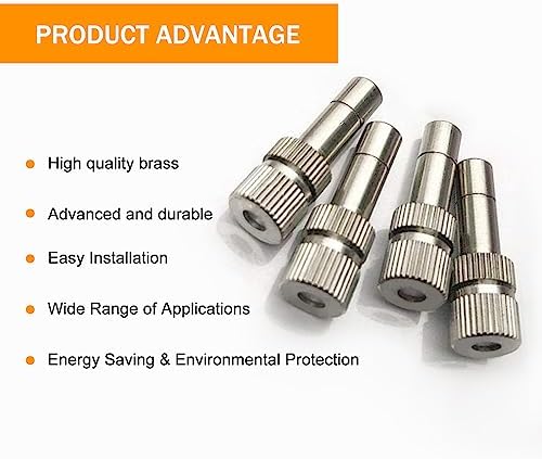 20pcs Brass Mister Nozzles, 6mm Misting Nozzles for Outdoor Cooling System, Landscaping, Air Humidification, Greenhouse Irrigation (without Filter, 0.031"/0.8mm Orifice) - Image 5