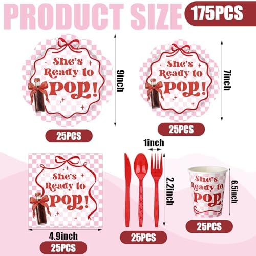 Zubebe 175 Pcs Shes Ready to Pop Baby Shower Party Supplies Serves 25 - Image 6