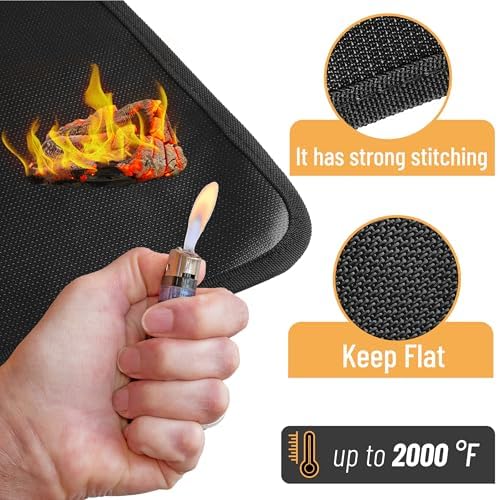 UNCO- Under Grill Mats for Outdoor Grill, 48" x 40", Black Double-Sided, Fireproof, Reusable, Portable, 3 Layers, Waterproof & Easy to Clean, Grill Matt for Outdoor Grill Deck Protector - Image 4