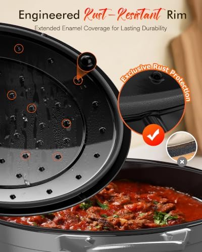 Nuwave 6 Qt PFAS-Free Enamel Cast Iron Dutch Oven Pot with Lid, BlackSesame - Image 4