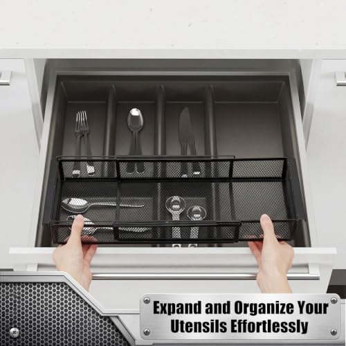 LemonRoad 1 Pcs Expandable Drawer Organizer Metal, Black - Image 6