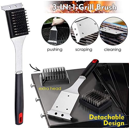 HaSteeL BBQ Grill Accessories Set of 7, Stainless Steel Grilling Tools Set with Storage Bag, Heavy Duty Grill Spatula, Tong, Fork, Basting Brush, Cleaning Brush, Dishwasher Safe & Man’s Gift - Image 4