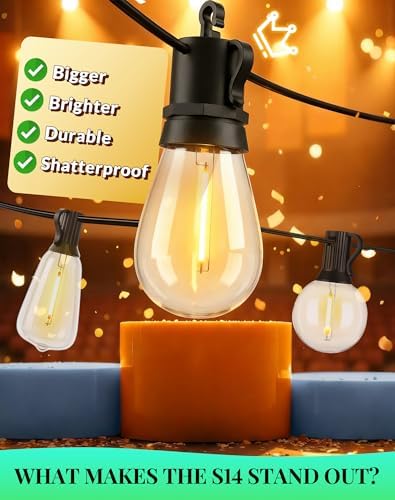 Outdoor String Lights Patio Light - 150Ft Outside Waterproof Edison Bulbs - Image 2