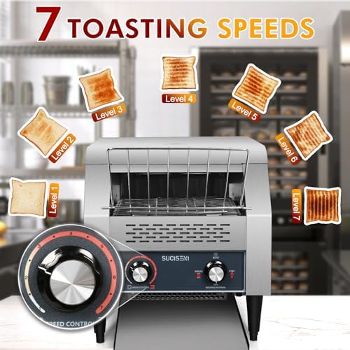 Commercial Toaster 300 Slices/Hour Industrial Conveyor Toaster 1900W Stainless Steel Restaurant Toasters for Croissants Toast Bun Bagel Bread - Image 4