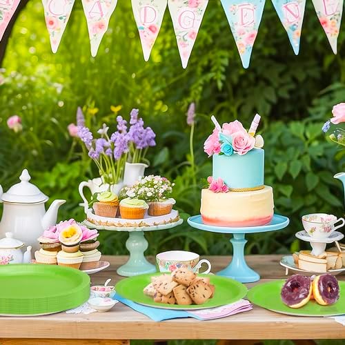 QZYL 50 Pcs Party Decorations, 12.2'' X 10.2'' Oval Large Paper Plates, Lime Green Disposable Paper Plate Heavy Duty Daily Dinner Plates for Birthday Party Wedding Picnic Holiday - Image 7