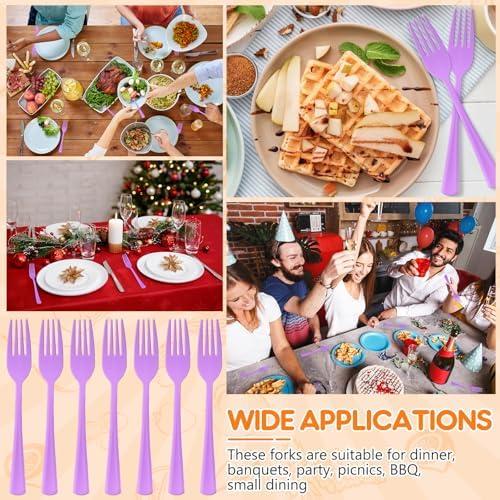 60 Pcs Purple Disposable Plastic Forks Cutlery Heavy Duty Dinnerware Plastic Silverware Flatware for Home Office School Party Picnics Restaurant Outdoor Events or Every Day Use (Purple) - Image 5