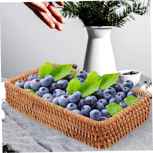 MAGICLULU Woven Rattan Storage Basket for Fruits Bread Lightweight Portable Picnic Weave Organizer for Snacks Design with No Burrs for Events Home Decor - Image 6