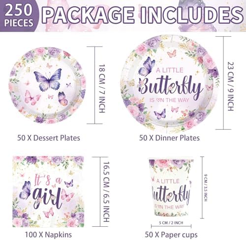 250 Pcs Butterfly Baby Shower Decorations, Serves 50 - Image 4