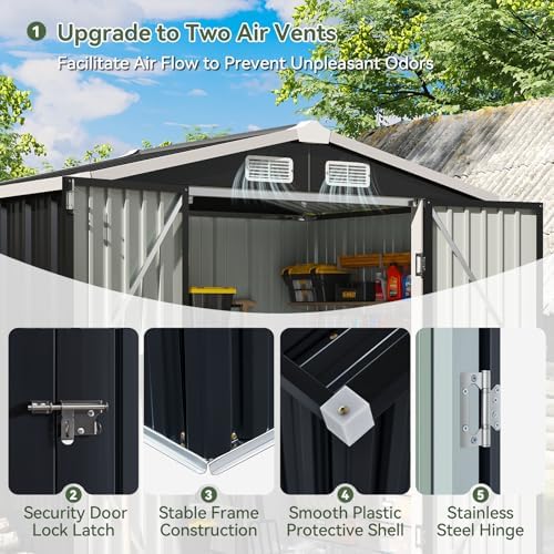 Aoxun 6x4 FT Shed Outdoor Storage Shed, Black - Image 5