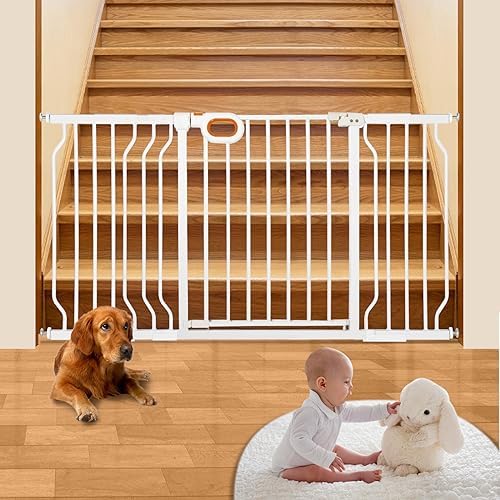 owlie 29 to 57 Inch Wide Baby Gate with Door for Stairs Doorways - Image 6