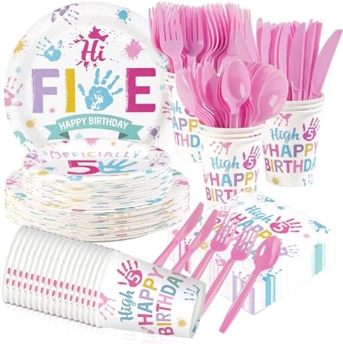 168Pcs Hi Five Birthday Party Decorations or 5 Years Old Birthday Serves 24 by Greencian