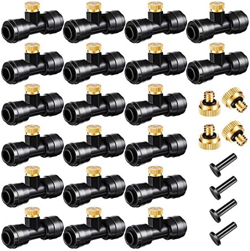 Ripeng 48 Pcs Brass Misting Nozzles Tees Plugs, 1/4 Inch Outdoor Mister by Unknown