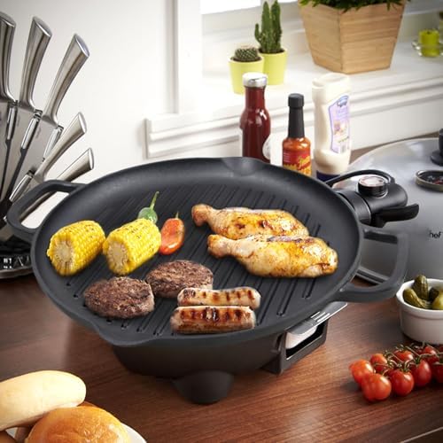 12.6" Cast Iron Grill Pan, Pre-Seasoned Griddle with Dual Handles - Image 5