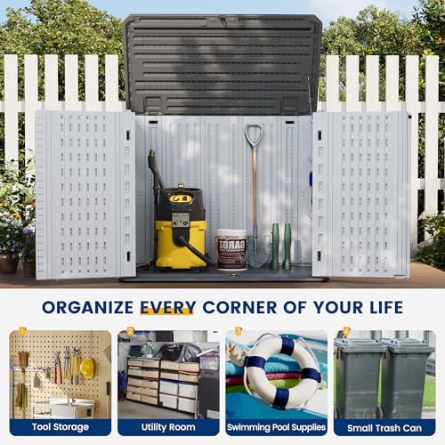 UDPATIO 34 Cu.Ft Outdoor Storage Shed, HDPE Resin Horizontal Cabinet,White - Image 6