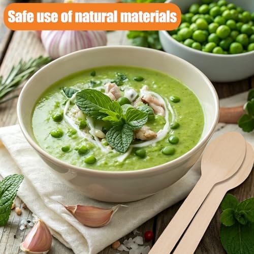 Disposable Wooden Spoons, 150Pcs 6.3" Wooden Cutlery Spoon Disposable Spoons Compostable Utensils for Party, Camping, Traveling, Family Dinners, 3 Boxes of 50Pcs - Image 3