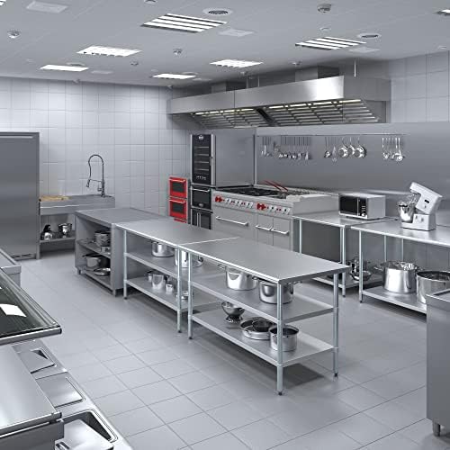 60" x 18" Stainless Steel Work Table with 2 Adjustable Undershelves NSF - Image 5