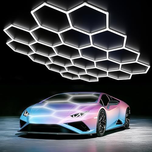 LZHOME Hexagon LED Garage Light: Super Bright 88000LM Honeycomb Garage Light, 22 Hex DIY Hexagon Led Lights for Gym Basement Hair Salon by LZHOME