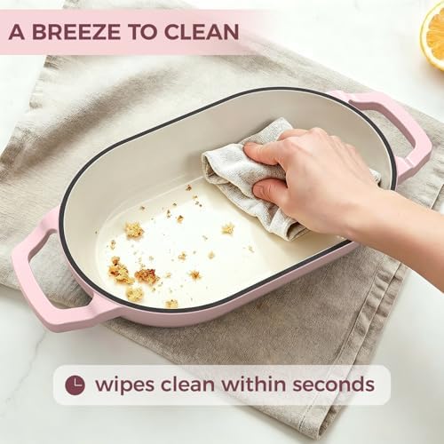 Wildone Enameled Cast Iron Dutch Oven Pot with Lid, Oval Bread Oven - Image 7