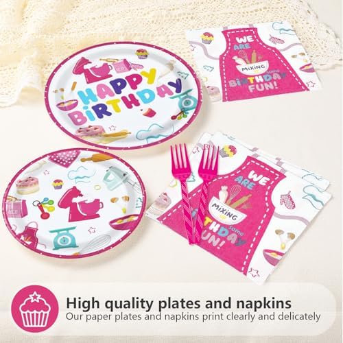 96Pcs Pink Baking Birthday Party Decorations, Serves 24 - Image 3