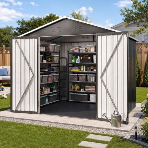 Aoxun 8x6 FT Shed Outdoor Storage Shed with Floor Black by Aoxun
