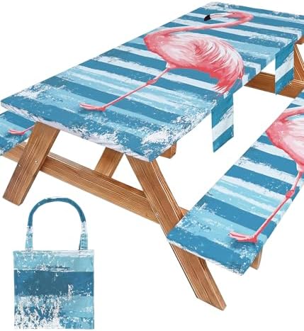Picnic Table Cover with Bench Covers Elastic Table Cloth Cool Fun Unique Ideas Birthday Party Christmas Xmas Mother Valentine's Day Camping Gifts for Camper RV Owner Camping Lovers Women Mom Adult by Wrakus