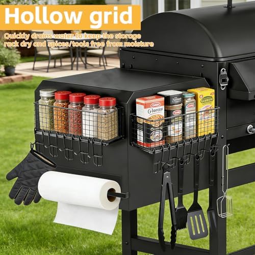 2 Pack Magnetic Storage Bins for Traeger Grill with Paper Towel Holder, Grill Basket Suit fo Ironwood 885, Pro Series 34, Pro Series 22, Pro D2 575, Pro 780, Ironwood 650 And Pit boss, Z-Grills - Image 5