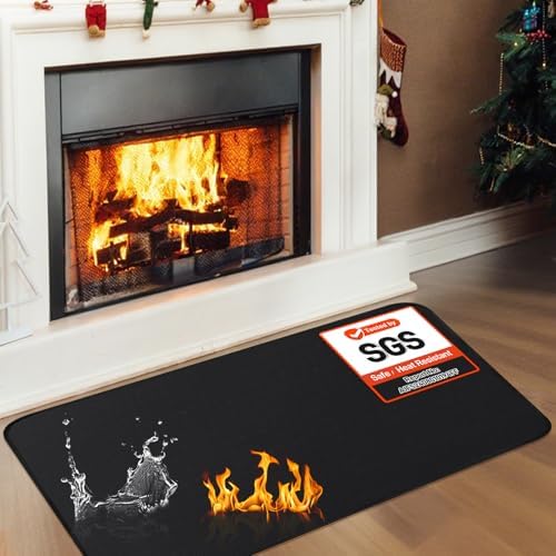 Fireproof Fireplace Rug for Home Protection, 3'6'' x 2' x 0.04'', Black by TOHONFOO