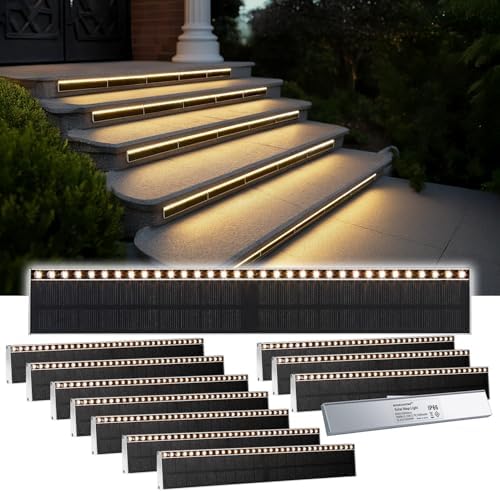 SHONELIGHTING Solar Step Lights Outside, 33 Focused LEDs, Stair Light, 12PK by SHONELIGHTING