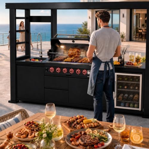 94.3" 6-Burner Modular Outdoor Kitchen Island, 85000 BTU Propane Gas Grill - Image 6