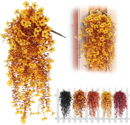 RECUTMS Fake Hanging Flowers 3Pcs Fall Flowers Artificial Outdoor by RECUTMS