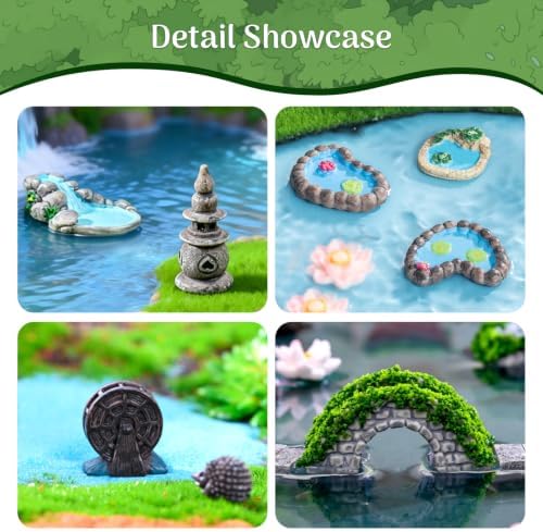 Mini Fairy Garden Accessories Furniture Outdoor Miniature Bridge Pond Set - Image 5