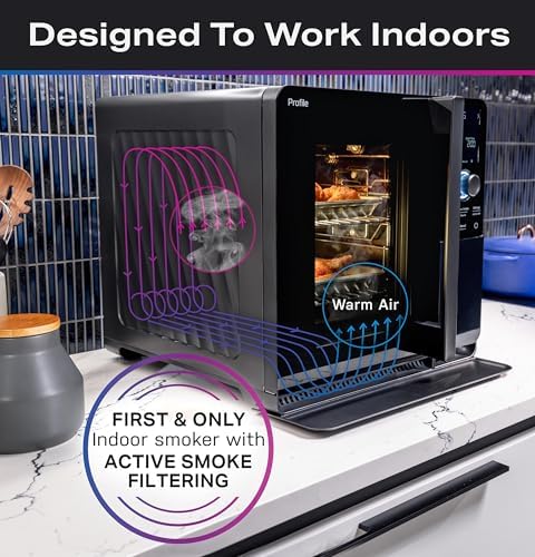 GE Profile™ Smart Indoor Pellet Smoker + Accessories Bundle, Includes Four 1lb Bag, Strainer, 20-pack of Drip Pan Liners, and Prep Tray, Stainless Steel, Carbon Black - Image 5