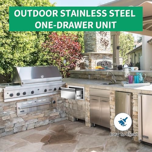 Outdoor Kitchen Drawers 14" W x 8.5" H x 23" D Stainless Steel Single Drawers with Hidden Handle for BBQ Island, Patio Grill Station & Outdoor Kitchen Cabinets - Image 5