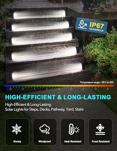 AUDLES Solar Step Lights Outdoor Waterproof IP67, 6000K Cool White - Image 2