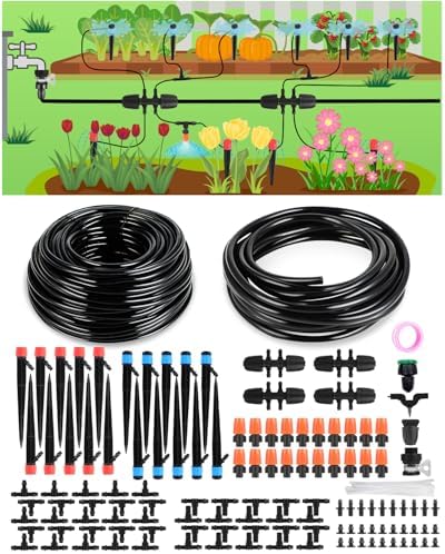 Drip Irrigation System for Watering Garden: 230FT Misting Sprinkler DIY Devices with Tubing Hose for Indoor Plants Outdoor Flower Beds Raised Growing Lawn Tree Patio Hydroponic by Toki-dot