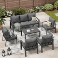 Aluminum Patio Conversation Sets All-Weather Sectional Outdoor Furniture Set with Coffee Table & Cushions with Removable Covers for for Backyard, Garden and Poolside Easy Assembly(Gray) by VonzoyHome