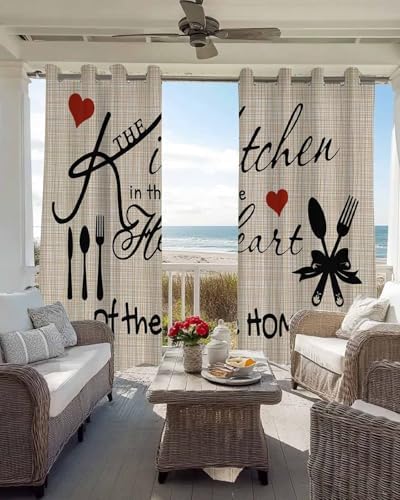 Kitchen Tableware Blackout Curtains 63 Inch Length Knife and Fork Thermal Insulated Window Curtain Window Drapes 2 Panels for Bedroom Living Room 42" Wx63 L - Image 3