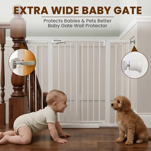 Mumeasy 36" Extra Tall Baby Gate for Stairs, 29.7-48" Wide Dog Gate for Doorways, Walk Thru Pet Safety Gate for Indoor, Pressure Mounted with Auto Close, Easy Install No Drill for Toddlers, White - Image 3