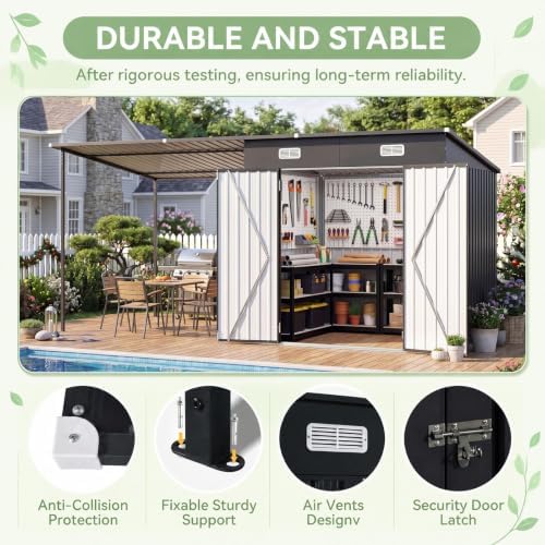 14x6FT Outdoor Lean to Shed & Hardtop Gazebo Combo - Image 4