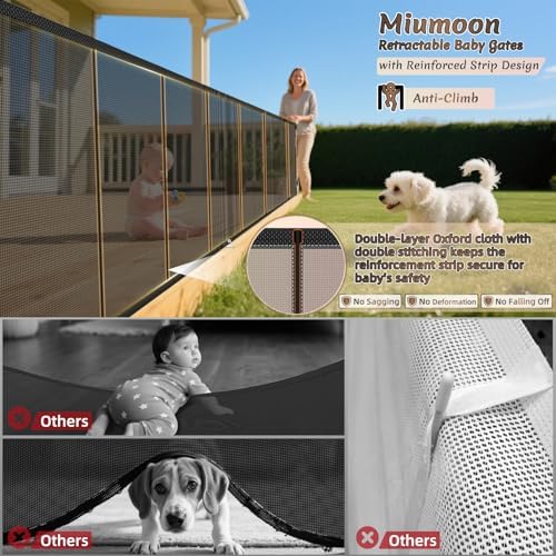 Miumoon 120 inch Reinforced Retractable Baby Gates 34 inch Tall - Image 2