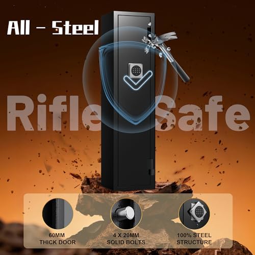 2-3 Gun Safes, Rifle Safe for Home with No Assembly Needed, Gun Safe for Rifles with Quick Access, Gun Cabinets with Mute Mode, Rifle Gun Safe with Removable Shelf, 52”H Gun Safe Rifle - Image 5