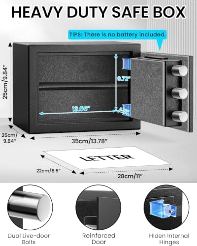 [- °] Fireproof Safe for Home, 1.3 Cuft Home Safe - Image 3