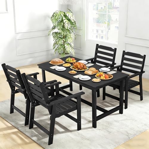 FUNBERRY Outdoor Dining Set, HDPE 5 Piece Dining Table Set with Chairs - Image 2