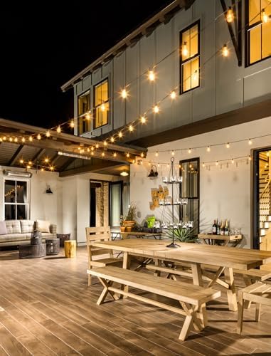 Larkvue 75FT(3x25FT) Outdoor String Lights, Patio Lights with 30+3 LED Dimmable Waterproof Connectable ST38 Bulbs for Outside Porch Balcony, Black - Image 6