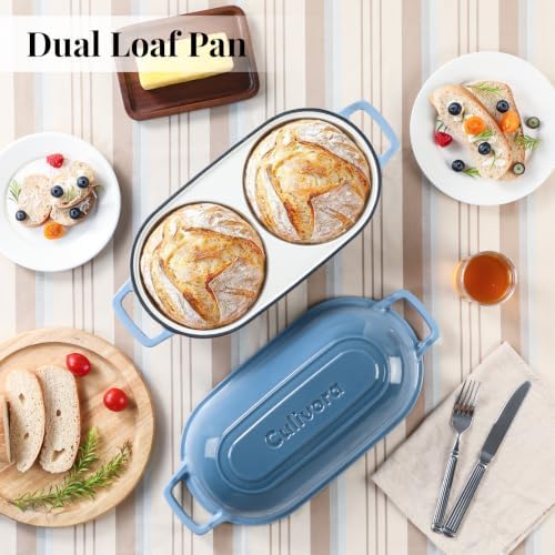 Cast Iron Double Dutch Oven, Mini Enamel Sourdough Bread Pan with Lid - Image 2