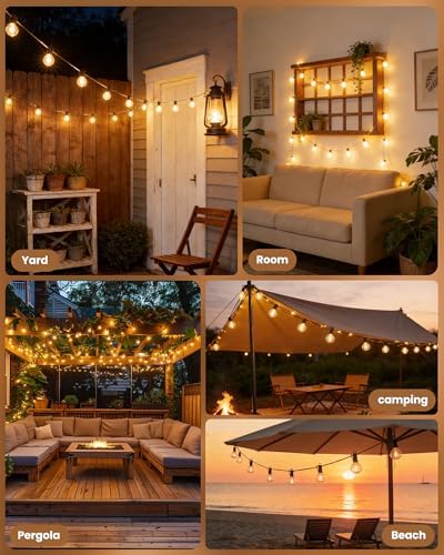 Brightown Outdoor String Lights, 29FT G40 LED IP65 Waterproof Patio Lights - Image 6