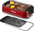 Indoor Grill, CUSIMAX Smokeless Grill Indoor, Electric Griddle, 1500W, Red by CUSIMAX