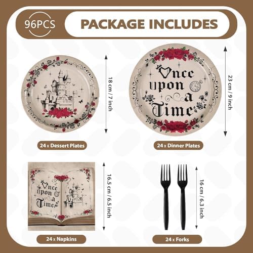 96 Pcs Once Upon a Time Party Decorations for Girls, Serves 24 - Image 2