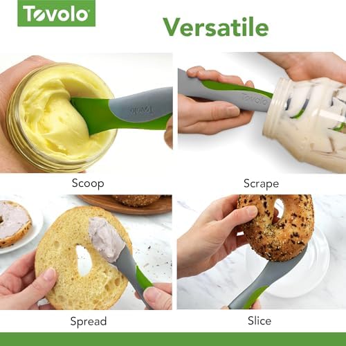 Tovolo Scoop and Spread Large Dual End Silicone Sandwich Spreader Tool with Nylon Handle, BPA Free Dishwasher Safe Silicone and Nylon Tool for Spreading and Scooping, Pesto Green and Oyster Gray - Image 4